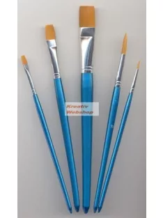   Ecsetkészlet - Gold Taklon ecsetek, vegyesen, 3db széles lapos ecset és 2db kerek hegyes ecset - 5 db-os készlet