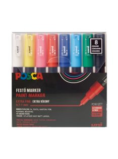   Dekormarker készlet, 0,7-1,0 mm, UNI "Posca PC-1M" - 8 színű készlet (fekete, fehér, piros, rózsaszín, kék, világoskék, zöld, sárga)