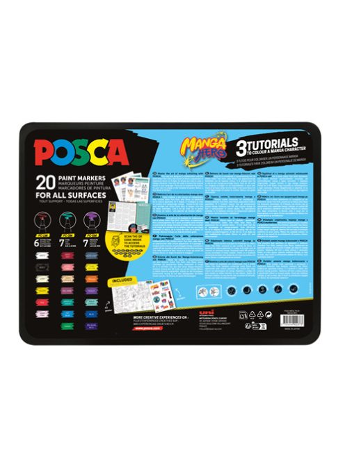 Posca filc készlet - UNI Posca Manga ajándékkészlet, 20 db-os - Manga