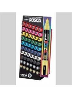   UNI Posca PC-5M Dekormarker Display  60 db-os - 10 színű készlet (fekete, fehér, piros, rózsaszín, kék, világoskék, zöld, sárga, arany, ezüst)