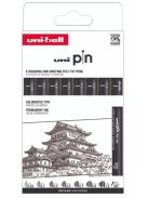 Rajzmarker készlet, UNI PIN "Classic", 8 különböző vonalvastagság, fekete