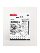 Tűfilc készlet - UNI PIN Dotworking 9 db-os készlet, Útmutatóval - fekete tűfilcek