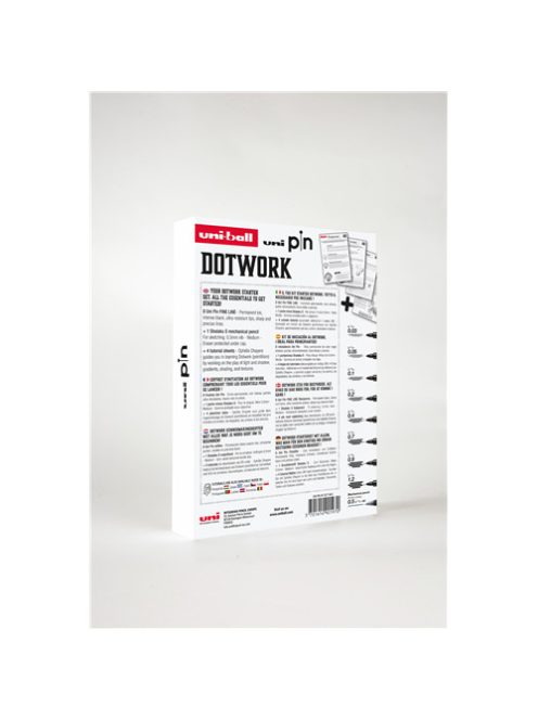 Tűfilc készlet - UNI PIN Dotworking 9 db-os készlet, Útmutatóval - fekete tűfilcek