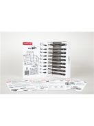 Tűfilc készlet - UNI PIN Dotworking 9 db-os készlet, Útmutatóval - fekete tűfilcek