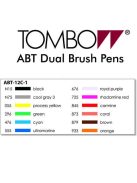 Tombow ABT Dual Brush Pen - Kéthegyű marker filctoll 12db - alapszínek