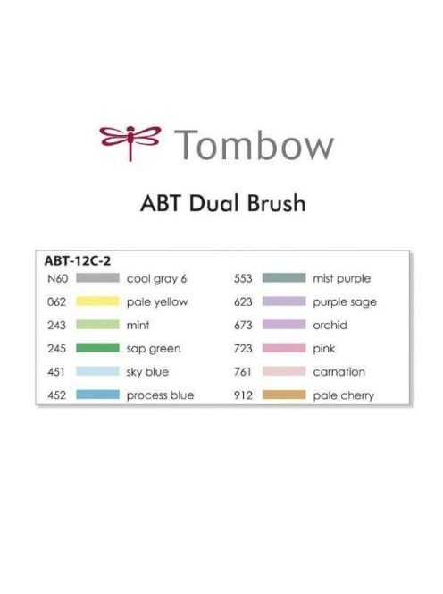 Tombow ABT Dual Brush Pen - Kéthegyű marker filctoll 12db - pasztell színek