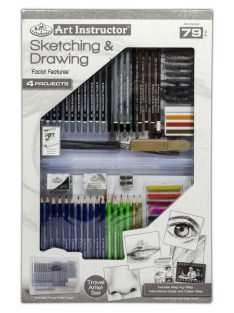 Deluxe művészeti oktató készlet - Portrérajzolás - 79 részes szett