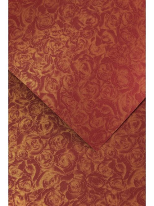 Domborított karton - Rózsák mintás karton, 250 gr, A4, 1 lap - Bordó színű