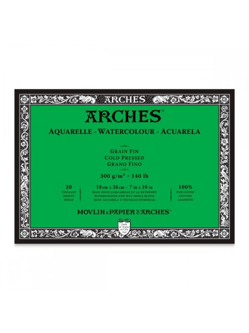 ARCHES savmentes akvarelltömb 100 % pamutból, 300 gr, hidegen préselt - 20 lap, 31 x 41 cm