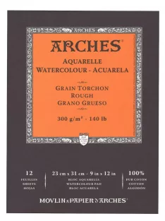   ARCHES savmentes akvarelltömb 100 % pamutból, 300 gr, hidegen préselt, durva felületű - 12 lap, A5