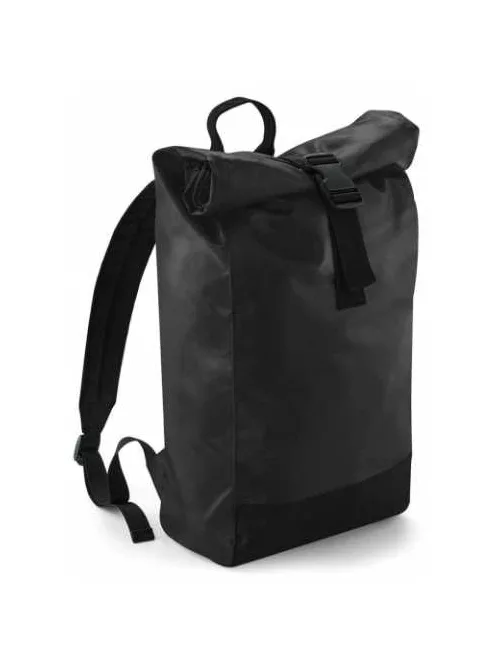 Fekete gördíthető műanyag hátizsák