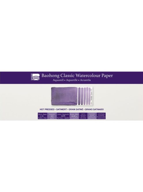 Akvarell Baohong Classic 13x38cm melegen préselt 300g-os nyomólap