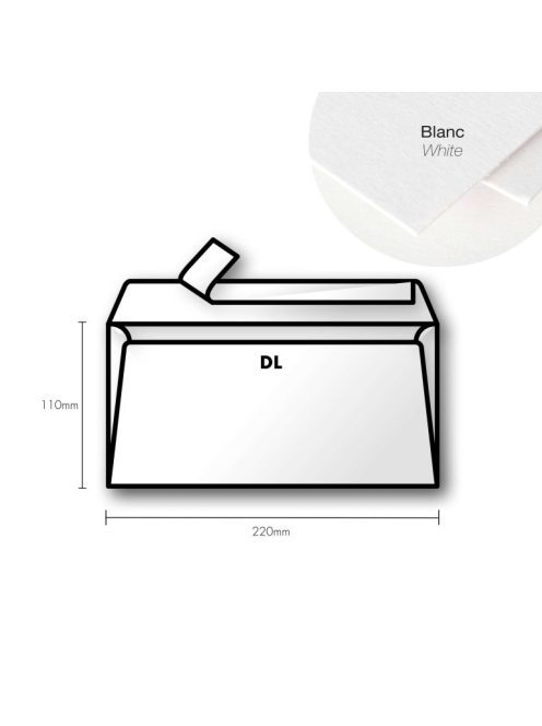 Pollen DL papírboríték 110x220mm – Fehér