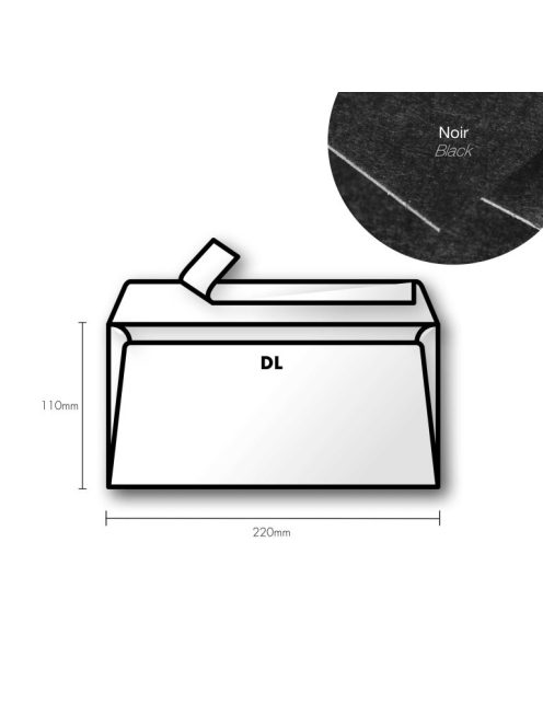 Pollen DL papírboríték 110x220mm – Fekete