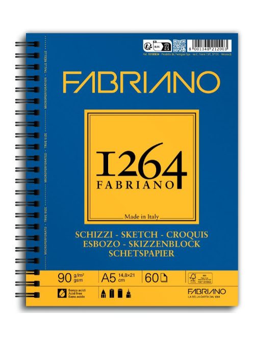 Vázlatfüzet Fabriano Schizzi 1264 90g A5 hosszú oldal