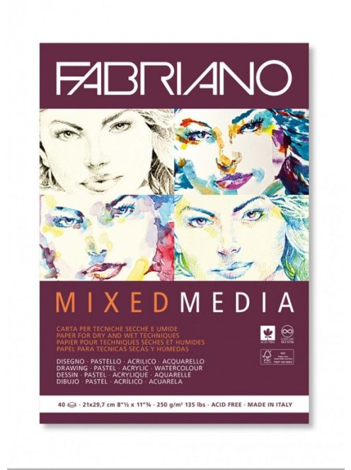 Fabriano jegyzettömb Vegyes technika 250g A4