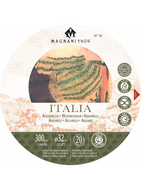 Magnani Italia kerek akvarell jegyzettömb 32cm 300g 100% pamut