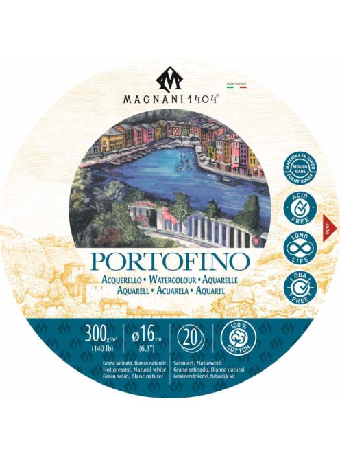 Magnani Portofino kerek akvarell jegyzettömb 16cm 300g 100% pamut