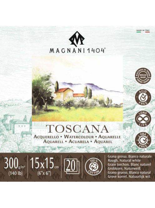 Magnani Toscana akvarell jegyzettömb 15x15cm 300g 100% pamut
