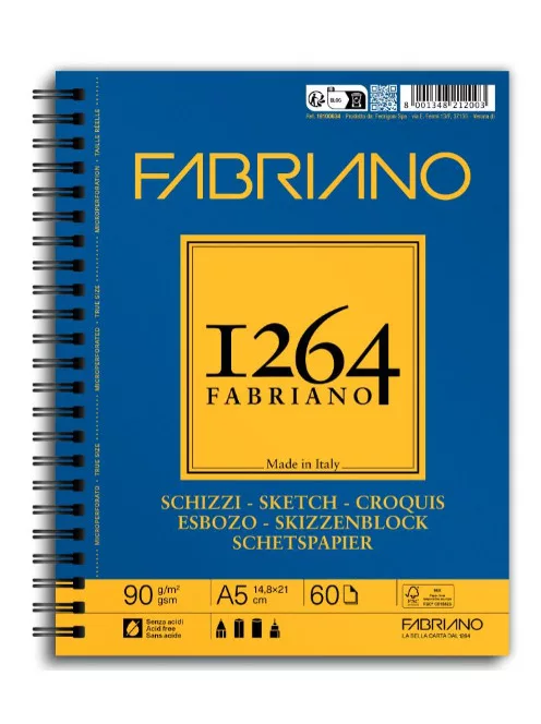 Vázlatkönyv Fabriano Schizzi 1264 90g A5 hosszú oldal