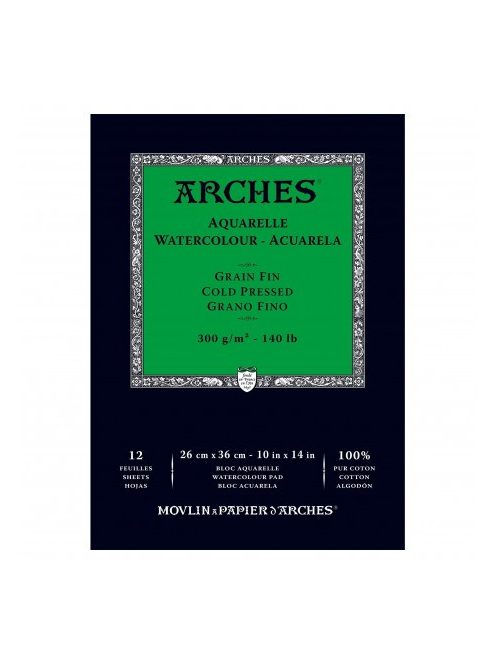 Arches hidegen sajtolt akvarellpapír 26x36cm, 100% pamut