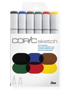   6 db vastag betűs alapszínből álló Copic Sketch készlet