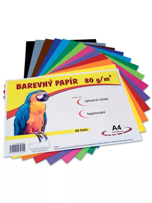 Színes papír A4 80g, 60 lap - 12 szín keveréke