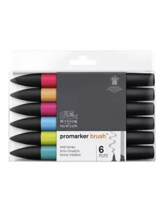Set of Promarker brush markers 6 pcs mid tones Winsor Newton