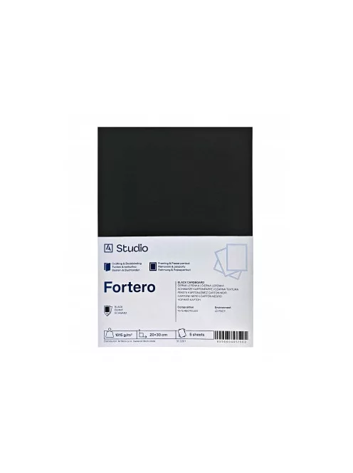 Fekete karton Fortero 1015g 40x50cm, 5 lap