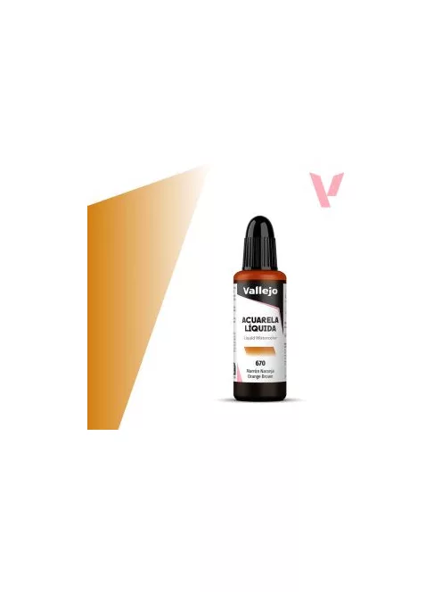 Vallejo folyékony akvarellfesték 32ml  670 Orange Brown