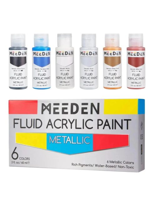 Meeden Fluid akrilfesték készlet 6x60ml metál
