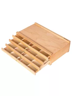 Fa tároló doboz 4 fiókkal, natúr bükk 25x40cm