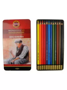   Set of watercolor coloured pencils Mondeluz 12 pcs in tin packaging