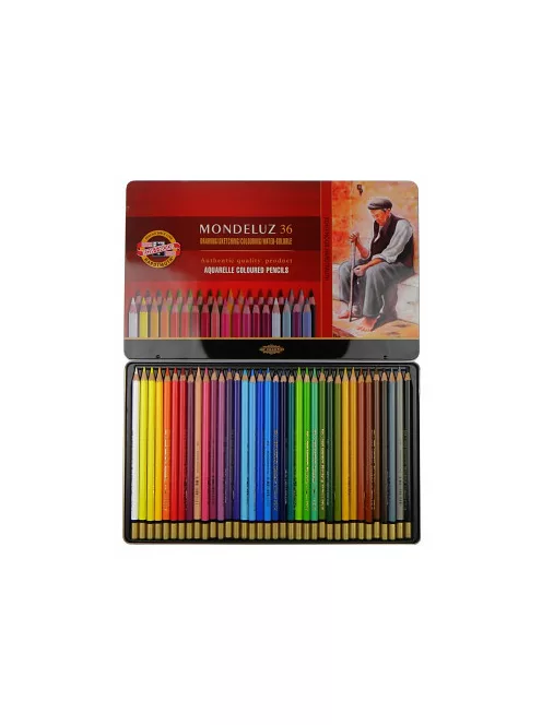 Set of watercolor coloured pencils Mondeluz 36 pcs in tin packaging