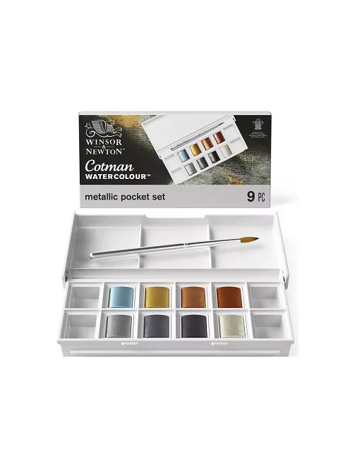 Set of watercolor paints Cotman 8 pcs Pocket Set - metallic