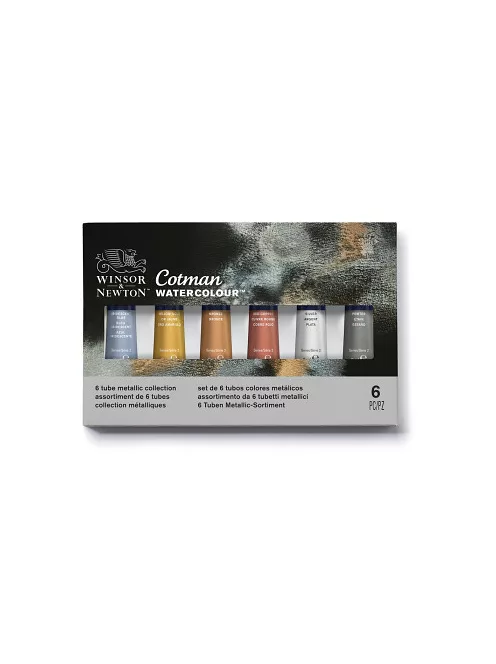 Set of watercolor colors Cotman 6 tubes - metallic