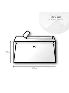 Paper envelope Pollen DL 110x220mm – Iridescent fehér