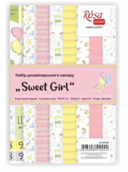 Papírkészlet üdvözlőkártyák készítéséhez A4 250g - Édes lány