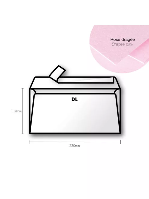Paper envelope Pollen DL 110x220mm – Dragee pink