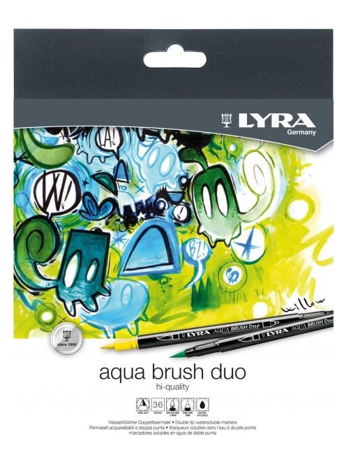 Kétoldalas ecsetfilc készlet Aquabrush Lyra 36 db