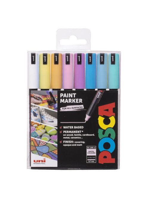 Uni Posca 0,7 mm-es akril markerek 8 db-os pasztell 1MR készlet