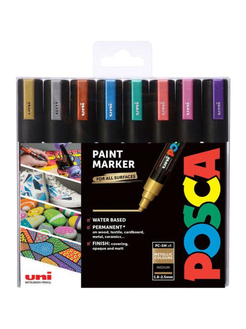 Akril marker készlet Uni Posca 1.8-2.5mm 8 db metál