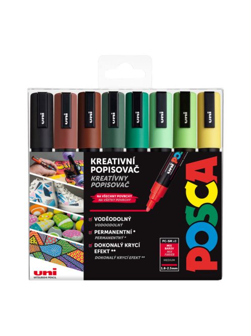 Akril markerek Uni Posca 5M 1.8-2.5mm 8db Earth