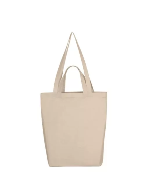 Cotton bag with bottom and double handles  natural / natur