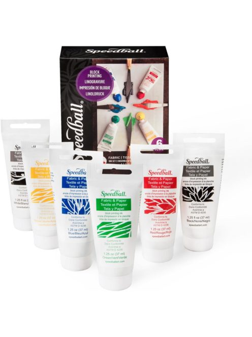 Linóleumvágó festékek textilhez, Speedball 6x37ml
