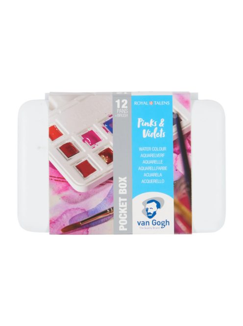 Van Gogh akvarell festék készlet 12 db Pocketbox rózsaszín + ibolya