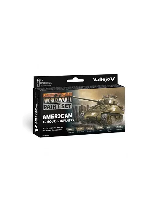 Vallejo modellező festékkészlet 6x18ml – American Armour & Infantry