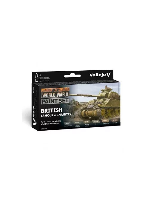 Vallejo modellező festékkészlet 6x18ml – British Armour & Infantry