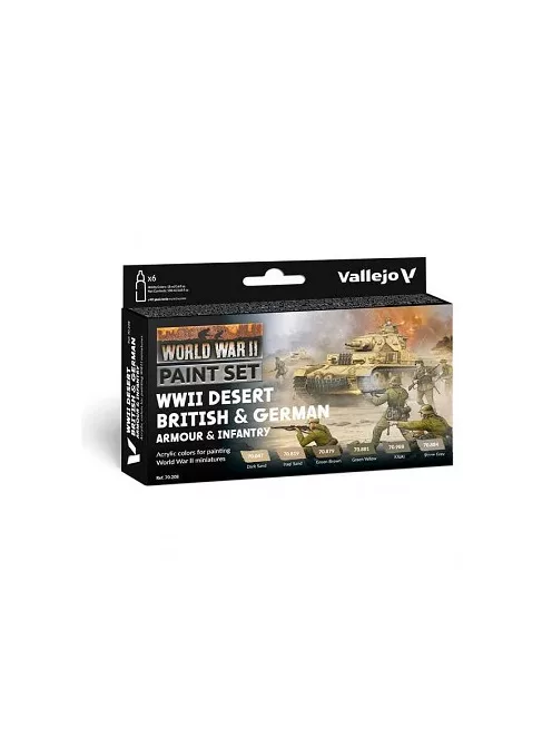 Vallejo modellező festékkészlet 6x18ml – Desert British & German Armour & Infantry