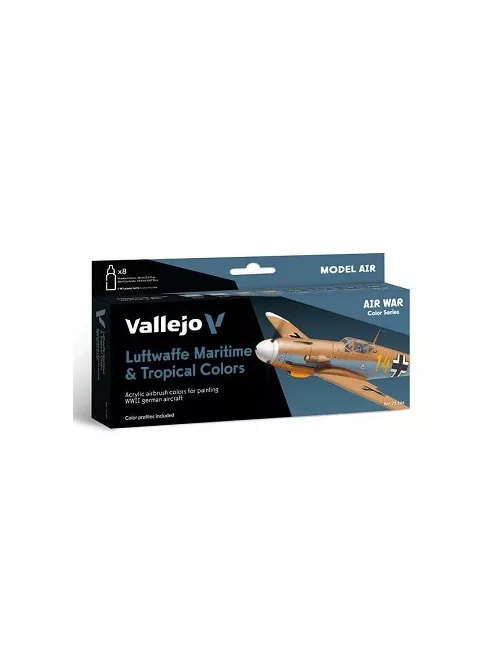 Vallejo airbrush festékkészlet 8x18ml – Luftwaffe Maritime And Tropical Colors 1941 to EndWar